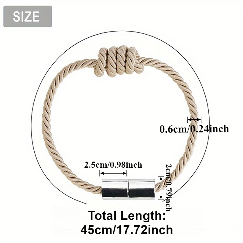 Two polyester magnetic woven rope curtain straps, modern minimalist style without perforated curtain buckles