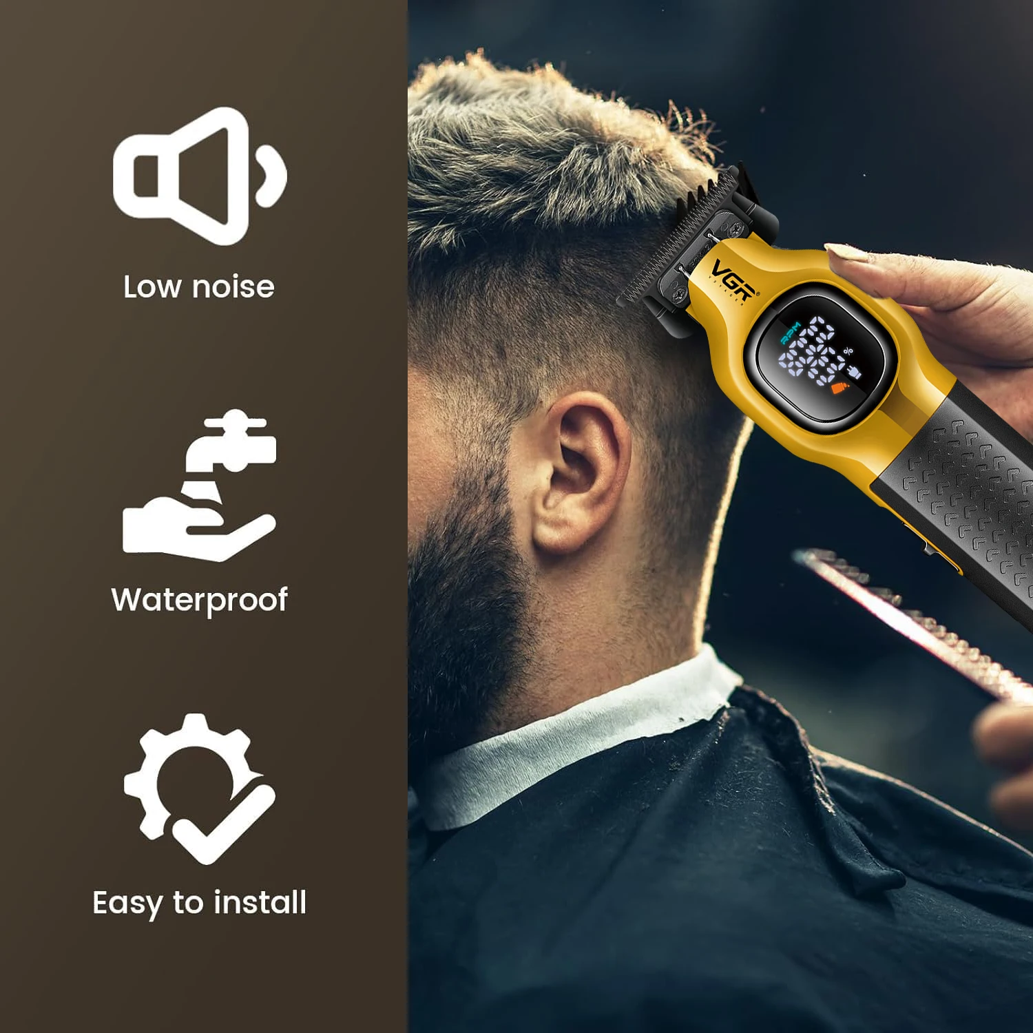 Vgr clipper base de carregamento 8000rpm aparador barbeiro profissional recarregável máquina aparador cabelo para homem 41