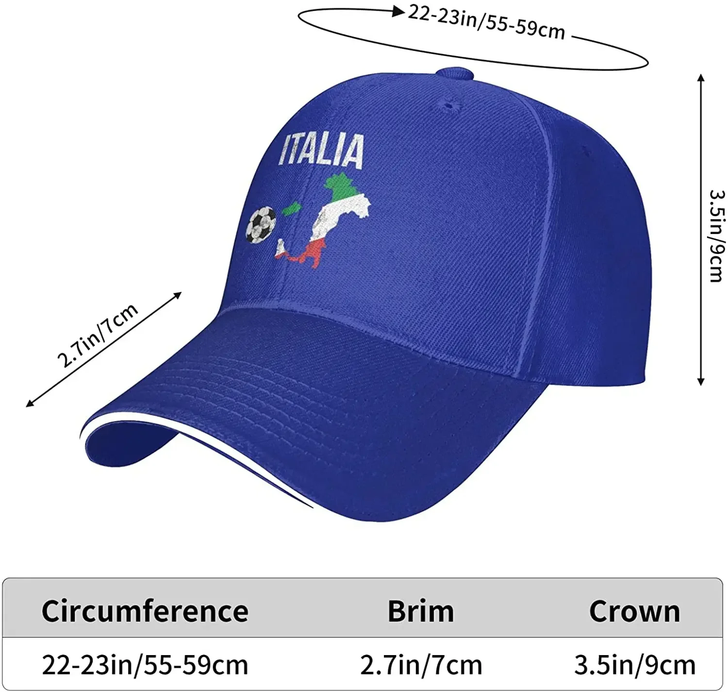 Italia Italy Italian Flag Football Classics Dad Hat Baseball Cap Adjustable Polo Trucker Unisex Style Headwear