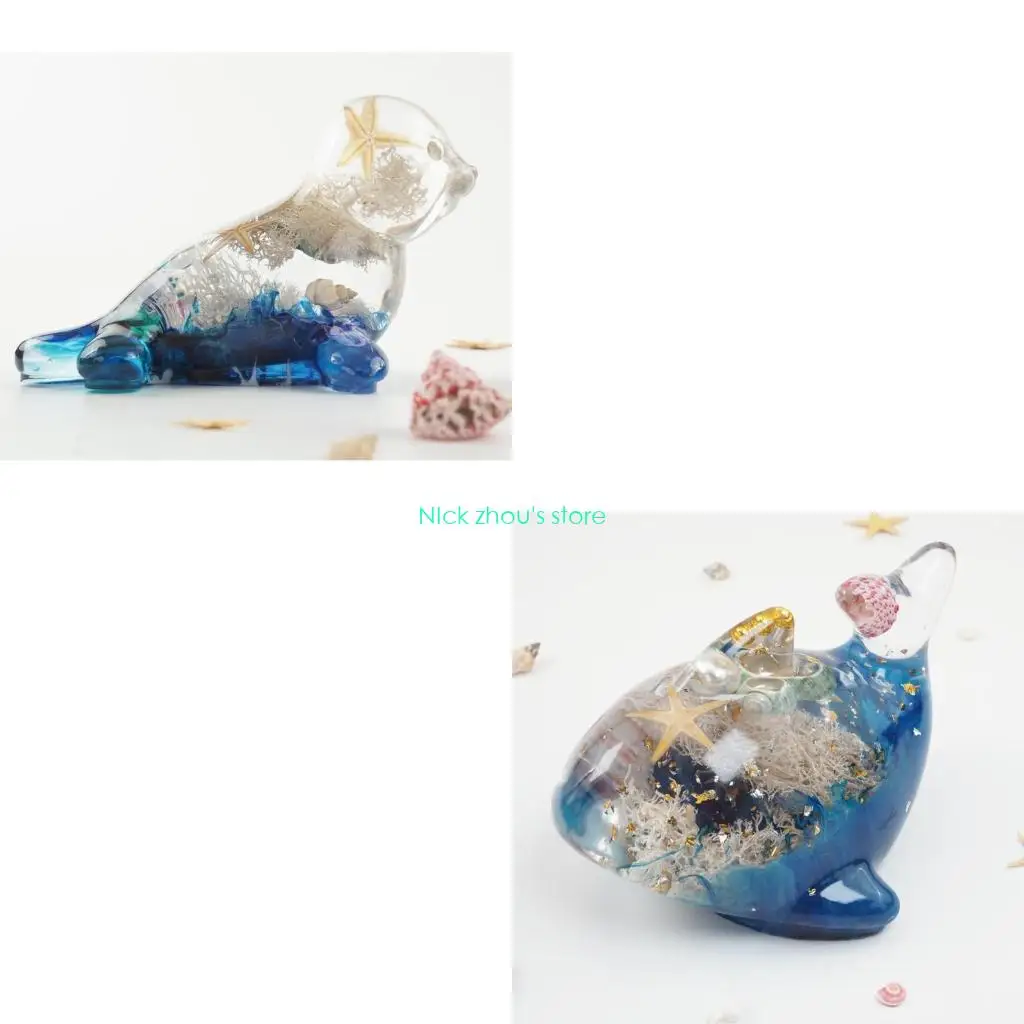 

E15E Dolphin Soap Silicone Mold 3D Ocean Animal Pendant Resin Mold Mirror Surfaces Dolphin Mold Dolphin Seal Charm Mold DIY