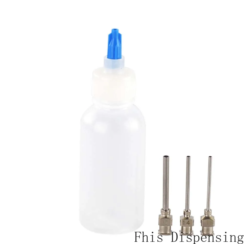 Precision Stainless Steel Dispensing Needle Luer Lock Bottle 30ml 50ml Strong Connection Plastic Applicator Squeeze