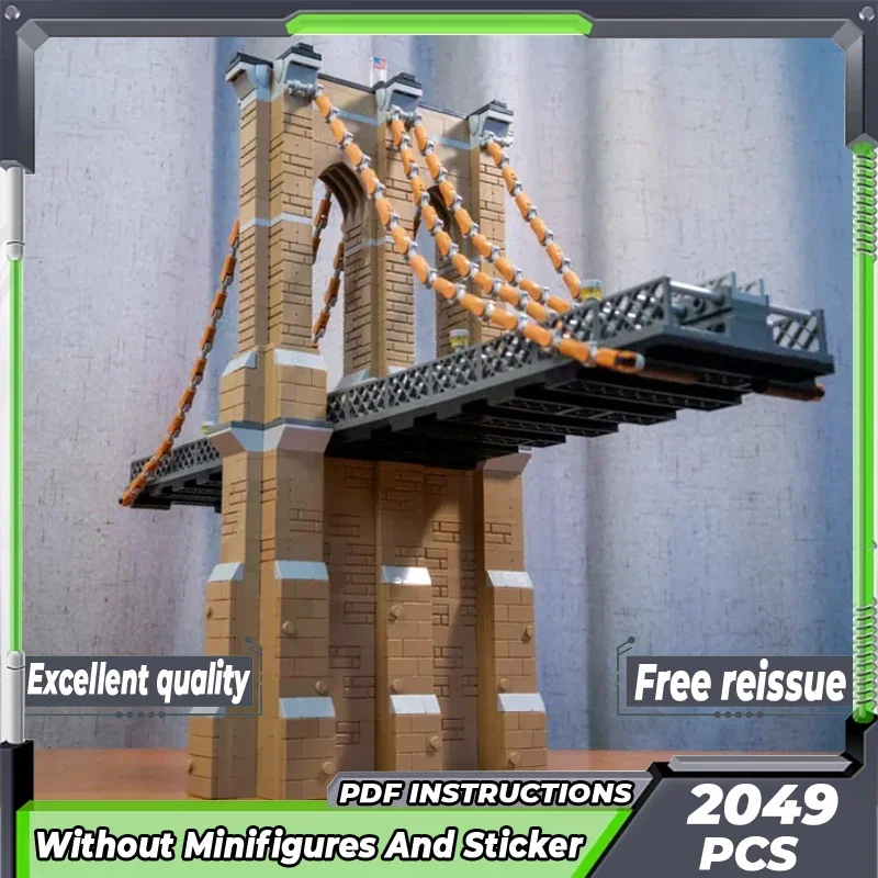 City Street View Model Moc Bouwstenen De Brooklyn Bridge-Technologie Modulaire Blokken Geschenken Kerstspeelgoed Diy Sets Assemblage