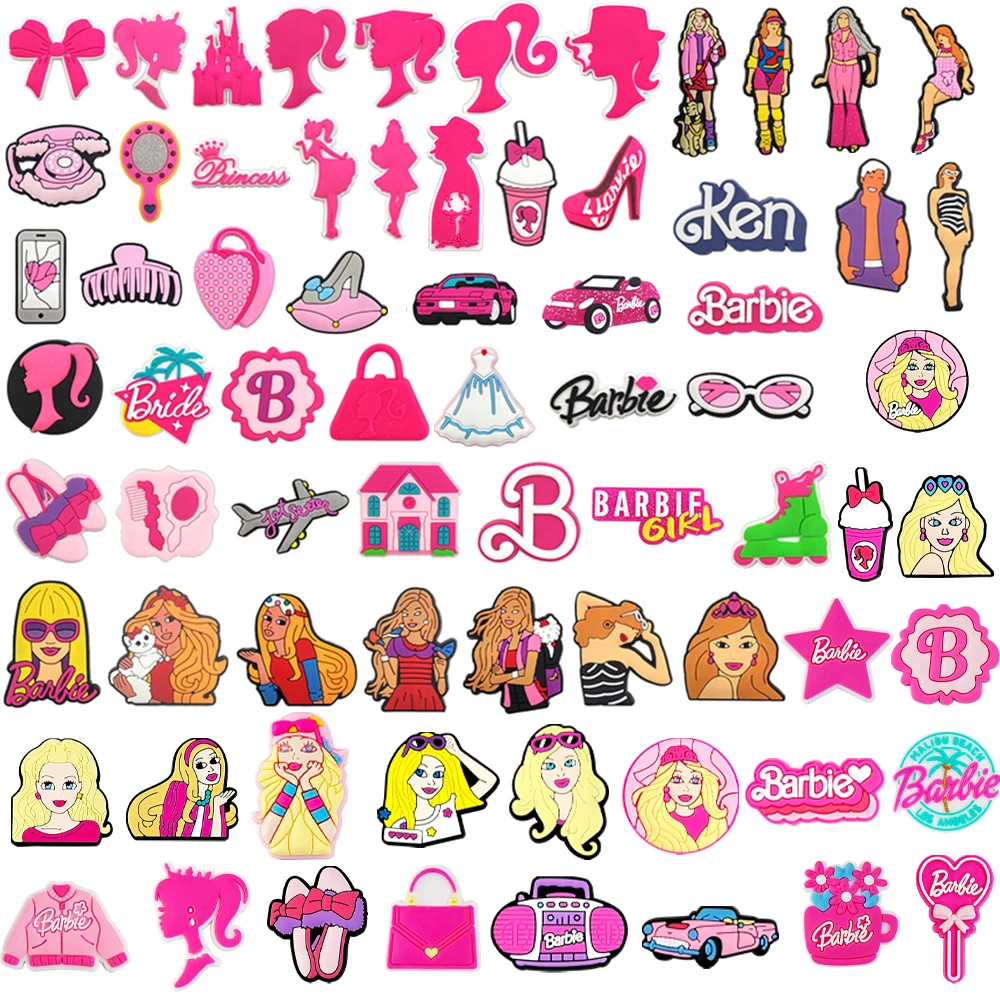 

Pink Barbie Girls Series Shoe Charms Designer for Shoe Accessories Dreations for Sandals Sneaker Classic Clog Kids X-mas Gifts