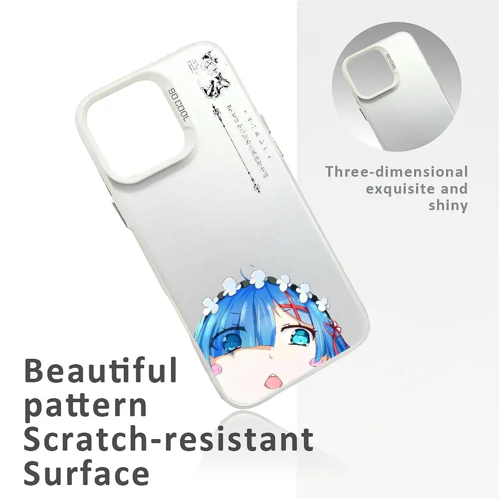 Japão anime re z-zeroes bonito caso de telefone para iphone 16 15 14 13 12 11 plus pro max multicolorido aurora laser à prova de choque funda capa