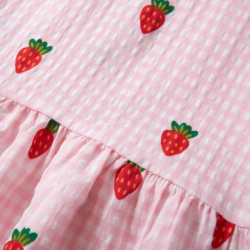 Little Maven 2024 Kids Clothes Summer Princess Dress Baby Girls Cartoon Strawberry Dresses Children\'s Clothing Vestidos Cotton