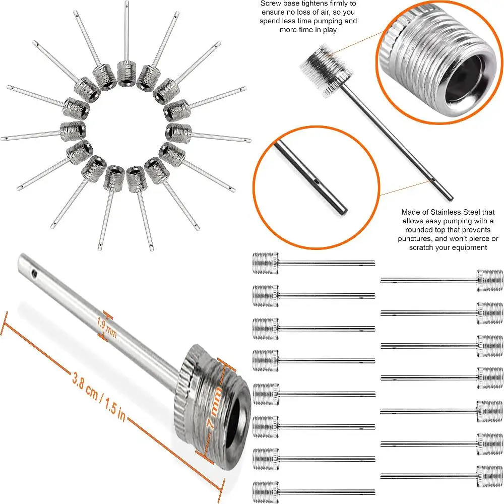Upgrade Your Sports Equipment with a Top-Quality Set of 15 Durable Stainless Steel Ball Inflation Needles - Reliable Air Needles