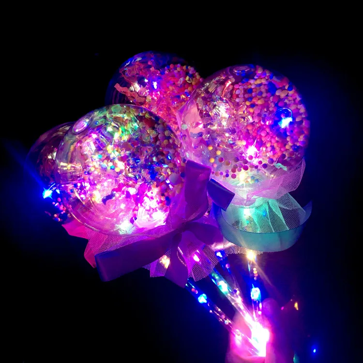 1-10Pc LED Fairy Wands with Lights Heart Star Clear Ball Glowing Magic Stick Children's Toys for Girls Birthday Party Favor Gift