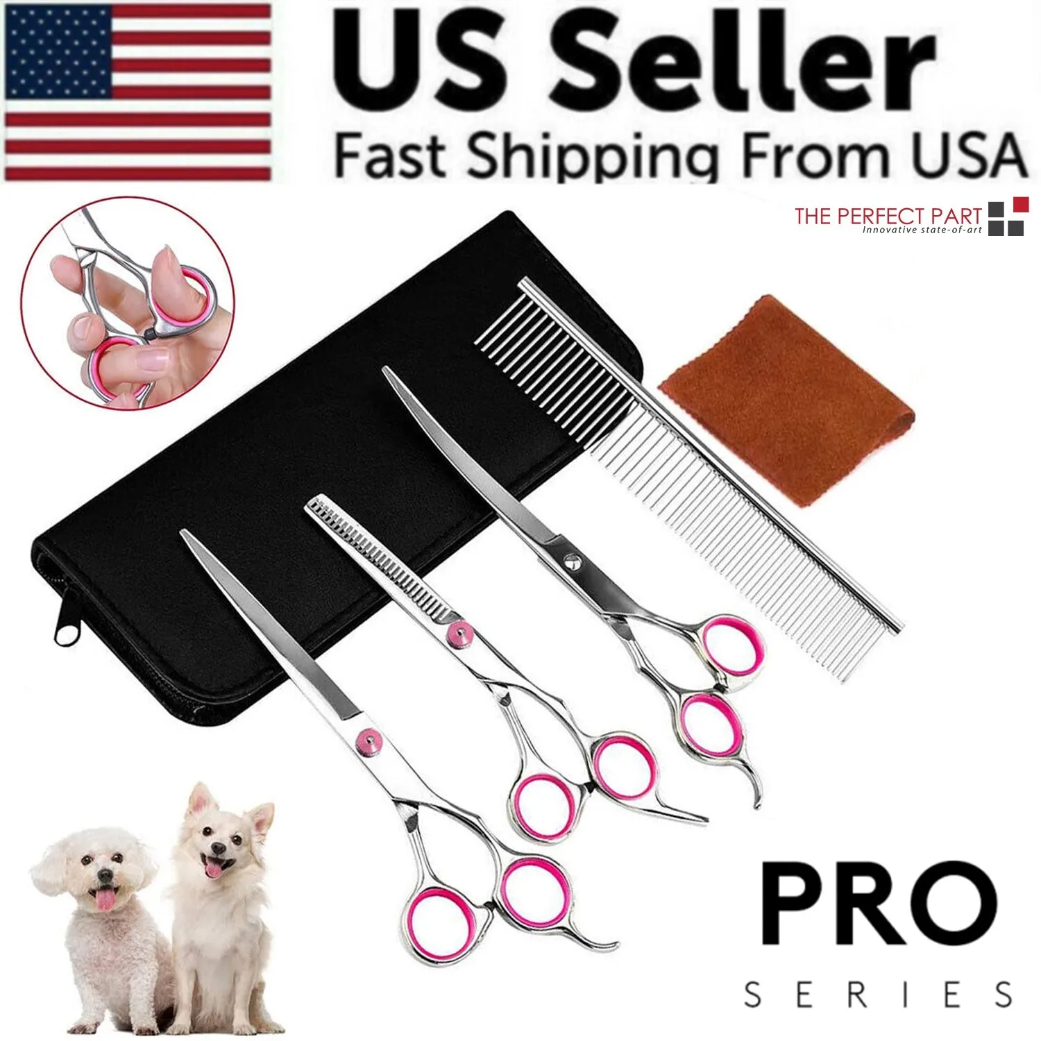 

Pet Dog Grooming Scissors Stainless Straight Curved Thinning Shears Trimmer Kits