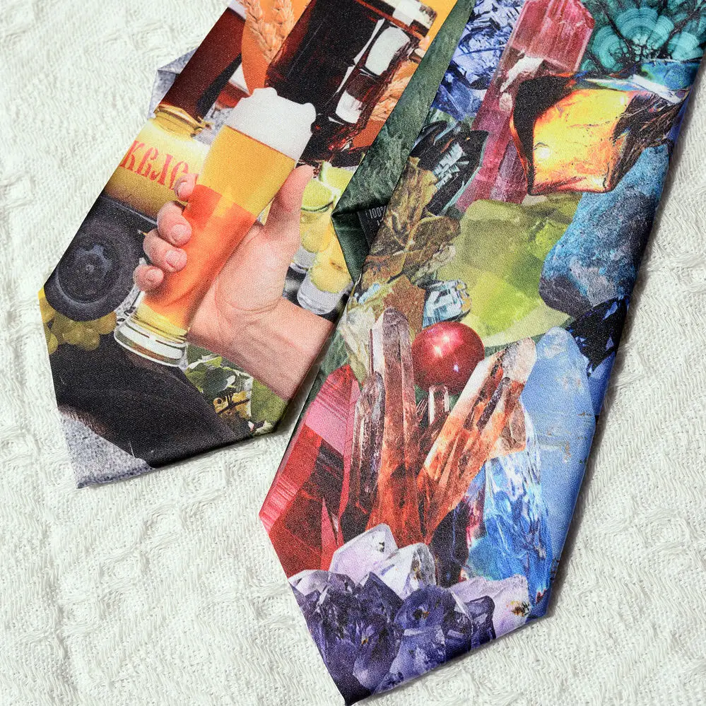 Gravata divertida e elegante para mulheres, padrão de luxo leve de nicho, sensação sofisticada, camisa uniforme amarrada à mão para homens, bonito britânico