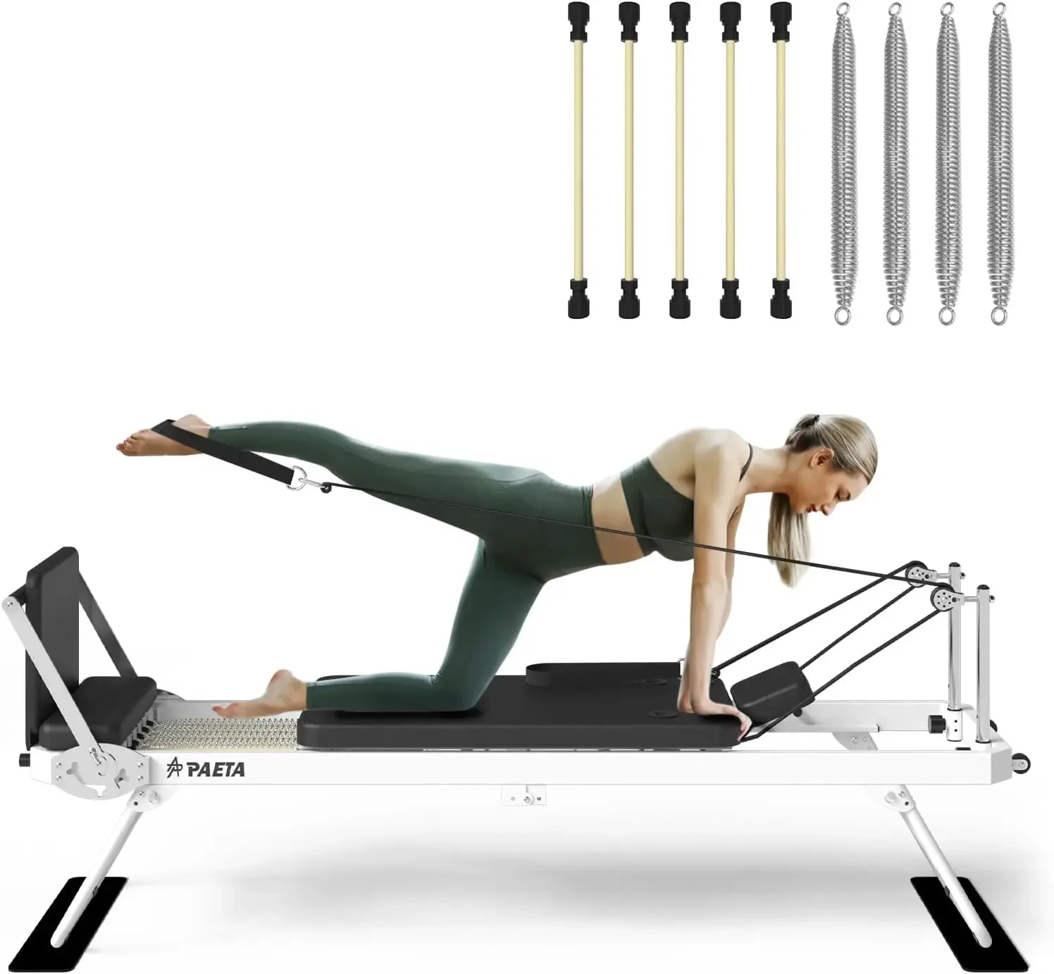 Pilates Reformer, Reformer Pilates Machine for Home Use, with Dual Resistance- Springs and Cords, Pilates Equipme