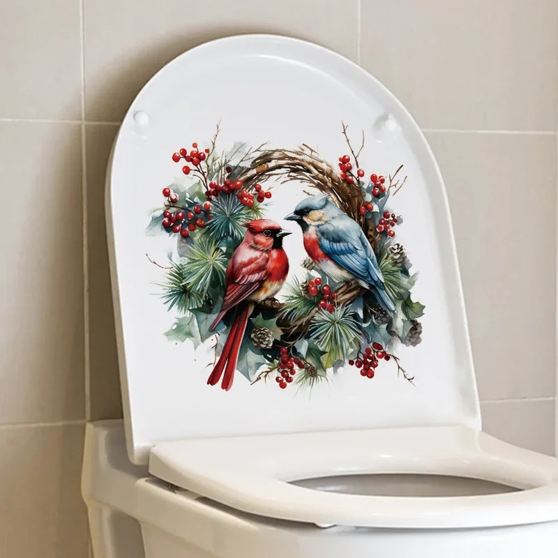 Christmas Bird Animal Wall Sticker Bathroom Toilet Decor Living Room Cabinet Refrigerator Home Decoration Decals 2025 Christmas