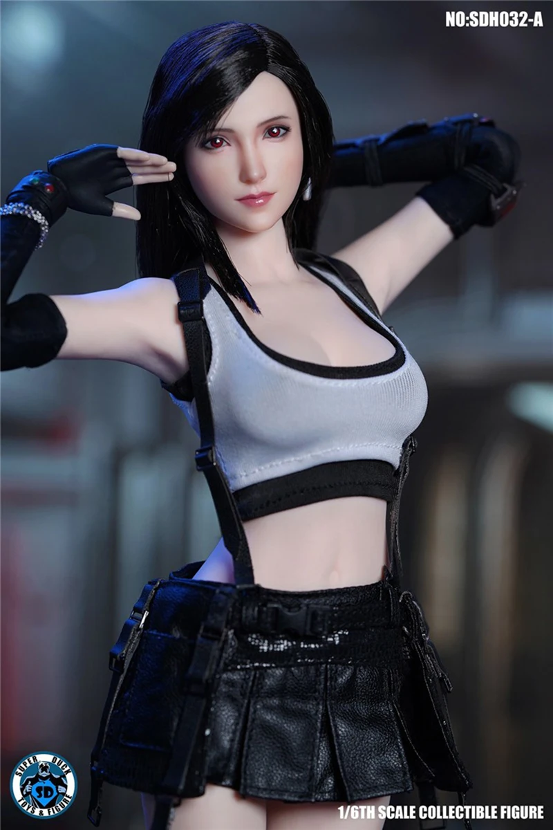 SUPER DUCK SDH032 1/6 Tifa Head Sculpt Female Soldier Head Carving Model Fit PH TBL 12'' Pale Action Figure Body Dolls