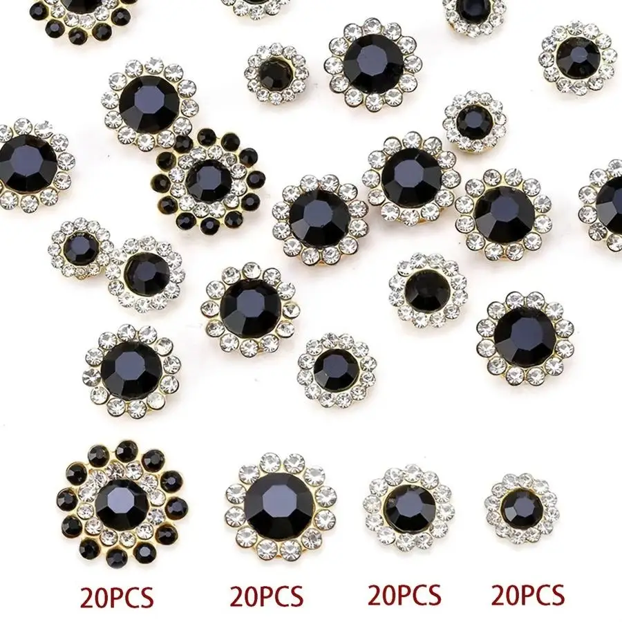 1/5/10/20/50/100pcs Pearl Rhinestone Sunflower Diamonds, Assorted Sizes Mixed Pack, for Shoes, Bags, and Accessories, Suitable f