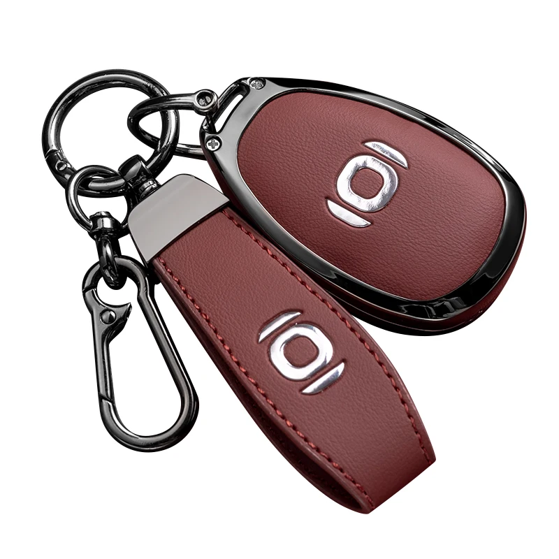 Auto Zubehör Zink-legierung Leder Schlüssel Fall Abdeckung Halter Kette Für Changan QIYUAN A07 A05 Q07 Q05 Fernbedienung Smart Key – Detail 2