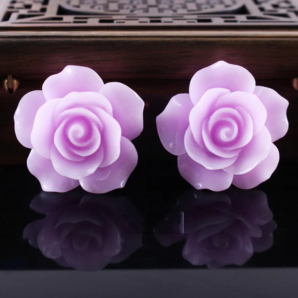 

50Pcs Resin Rose Flowers Beads Flatback Cabochons Assorted Colors 10Mm for DIY Jewelry Making Phone Case