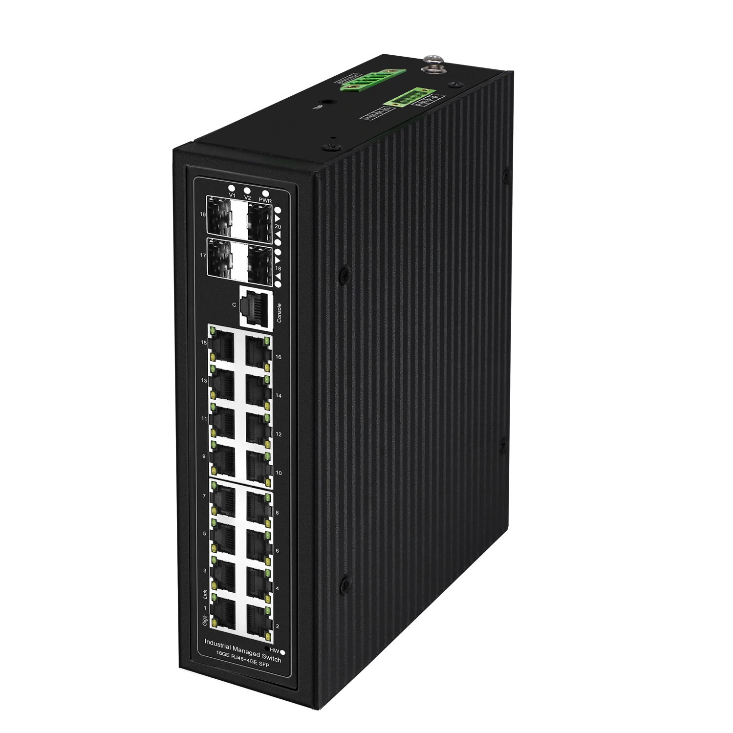 L3 مفتاح صناعي مُدار 16 منفذًا مع وصلة إرسال SFP + 4*10G متوافقة مع 802.3at/bt