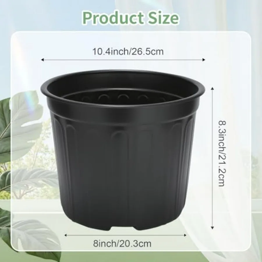 40 Pack 3 Gallon Nursery Plant Pots, 10 Inch Plastic Garden Flower Seedling Planter Pot with Drainage Holes for Outdoor Indoor
