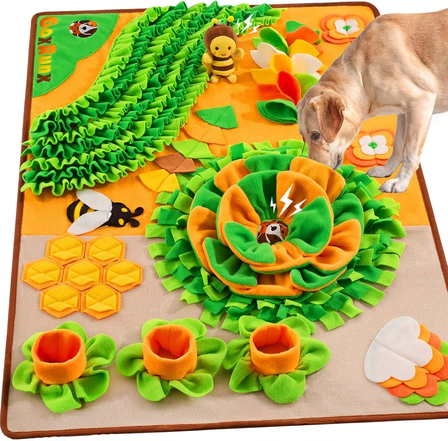 

Large Snuffle Mat for Dogs, 40x27 Inch Interactive Feeding Mat, Stress Relief & Foraging Fun (Orange)