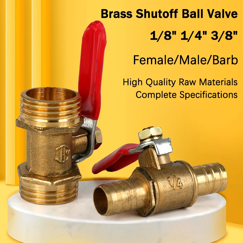 

Brass Small Ball Valve 1/8" 1/4'' 3/8'' Female/Male/Barb Thread Brass Valve Connector Joint Copper Pipe Fitting Coupler Adapter