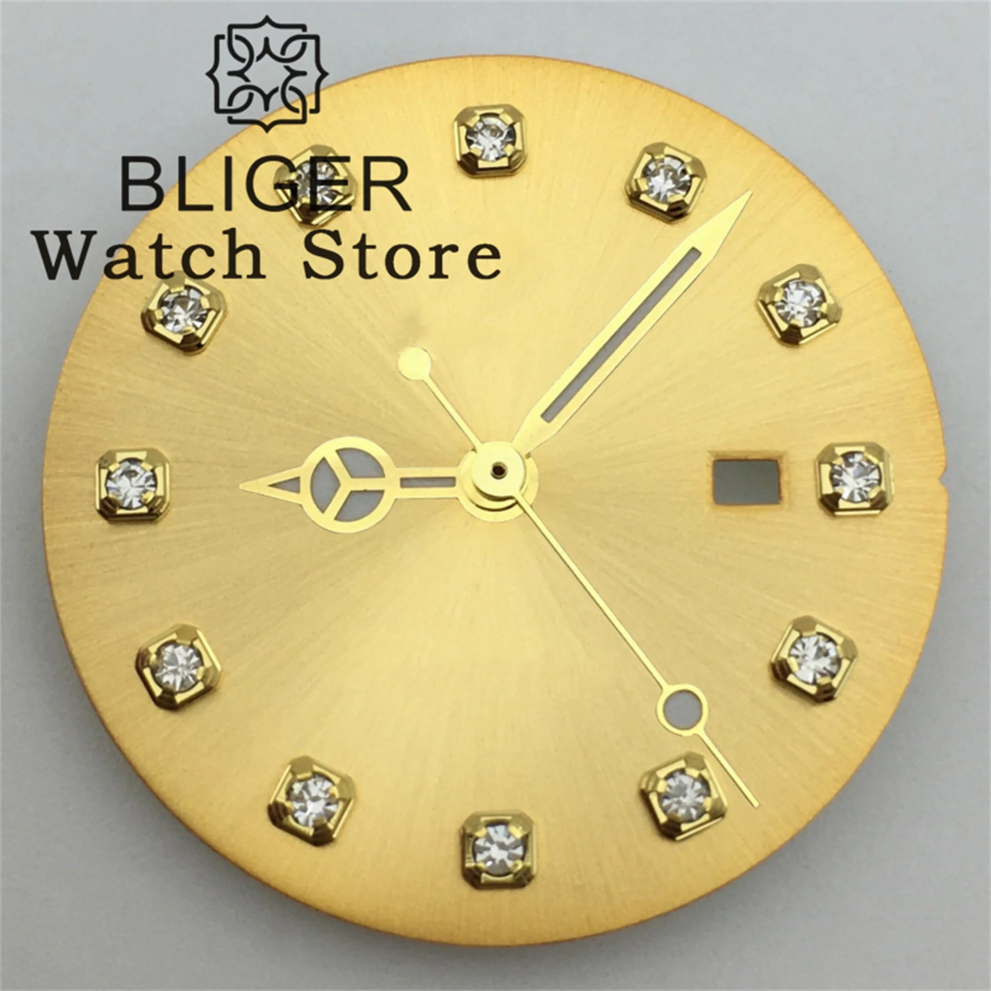 BLIGER 24.5mm Watch Dial Sunburst Rose Gold Mother Pearl White Silver Gold Rose Gold Diamond Index with Hands Fit NH05 Movement