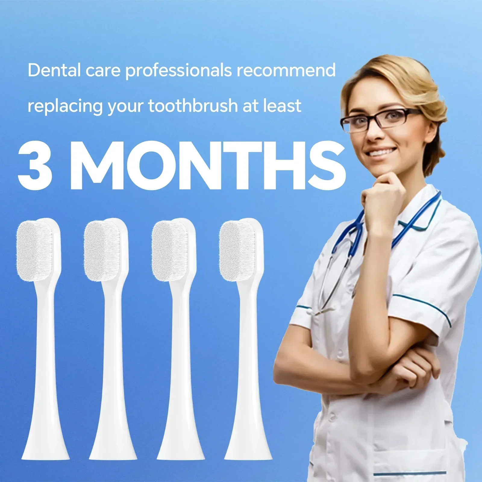 전동 칫솔 교체 헤드, 필립스 소닉케어 호환, 민감한 케어용 울트라 소프트 나노 강모 브러시 헤드