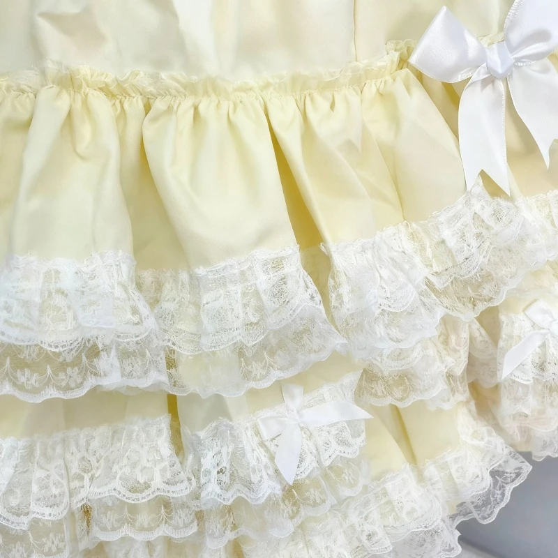 Japanische Süße Kawaii Mini Rock Frauen Y2k Nette Schleife Spitze Rüschen Kurzen Rock Design Casual Schöne Mode Hohe Taille Rock Neue