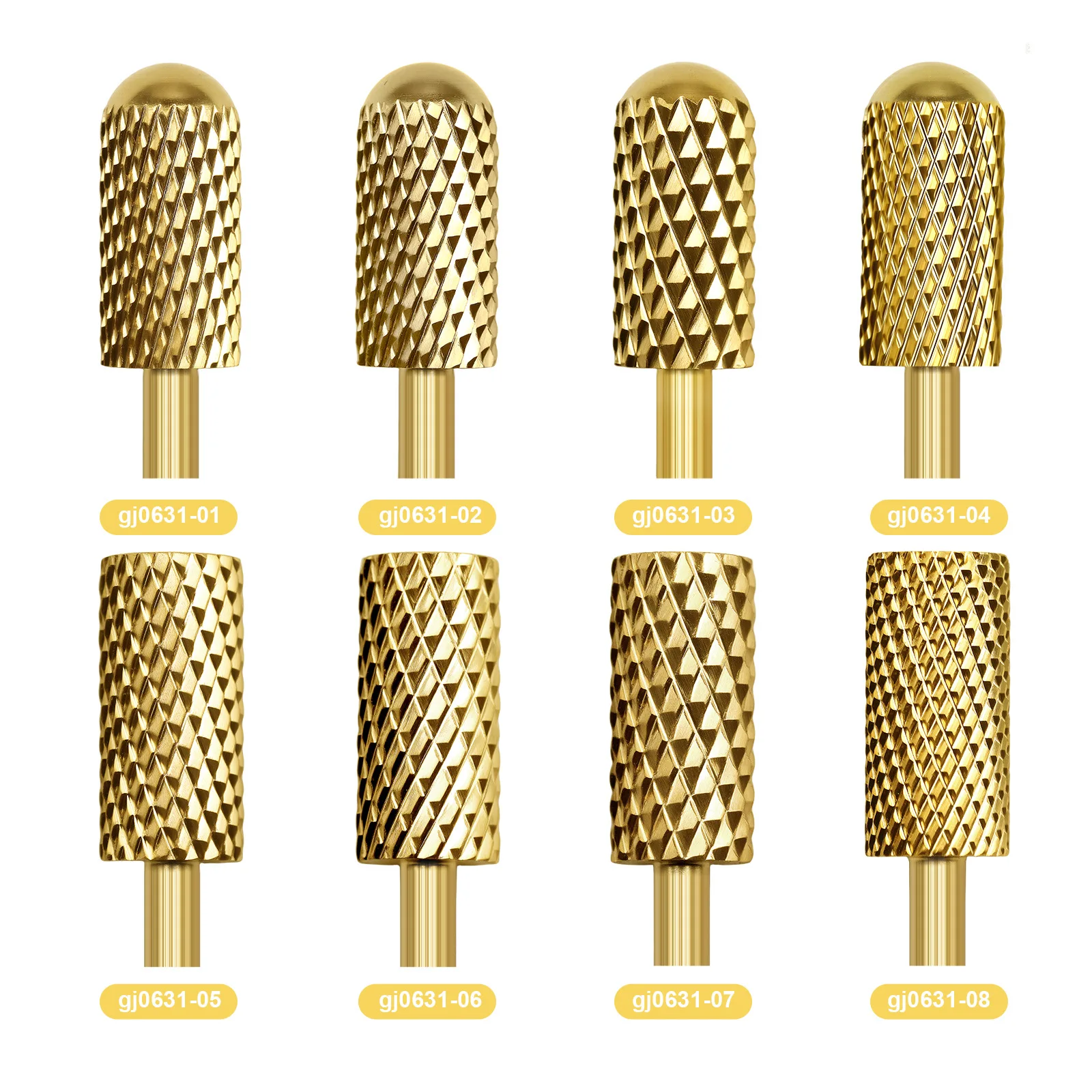 8 Gold-Coated Stainless Steel Nail Drill Bits - Manicure Pedicure Set Accessories for Electric Nail Drill Machine Professional