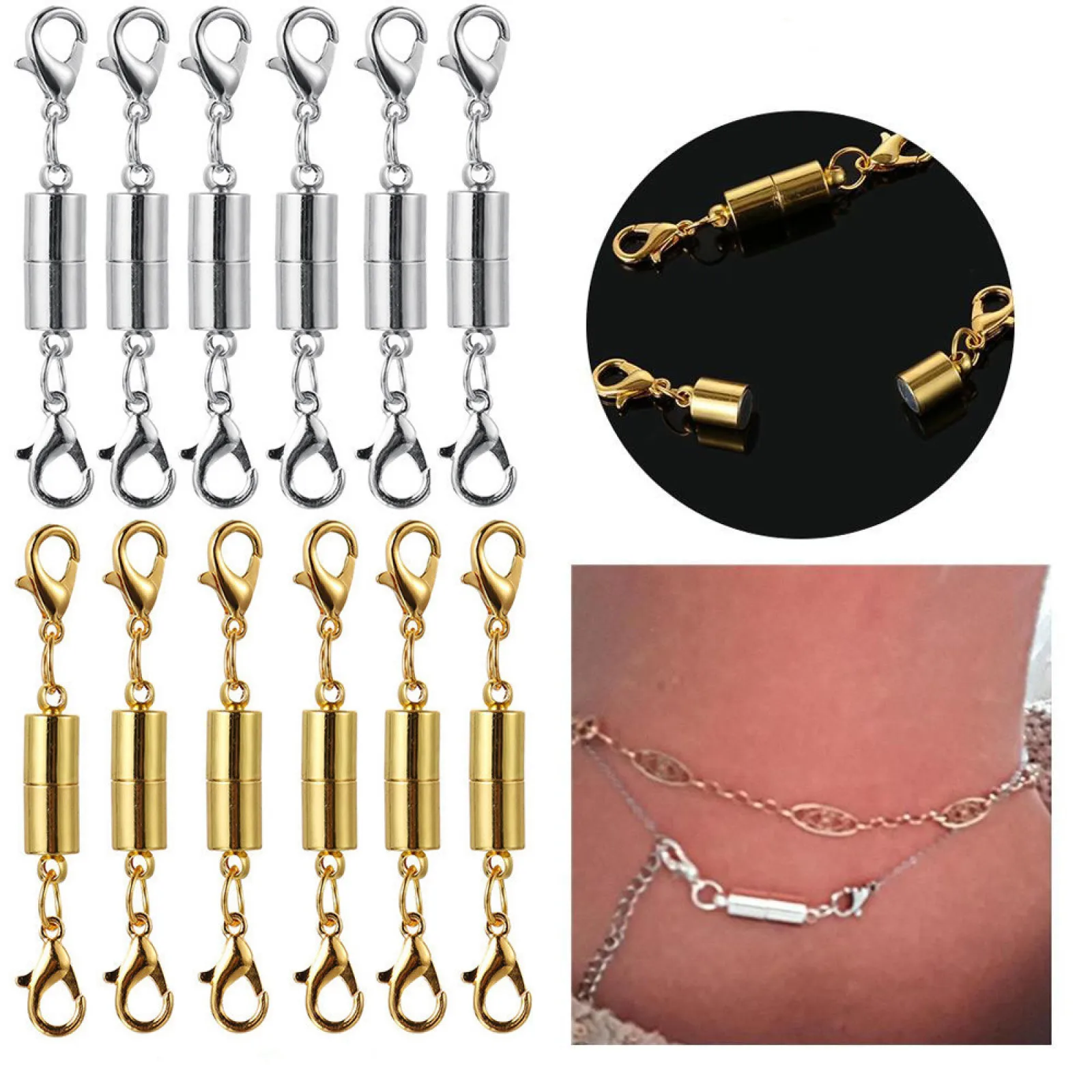 24PCS Strong Magnetic Jewelry Clasps with Lobster Clasp
