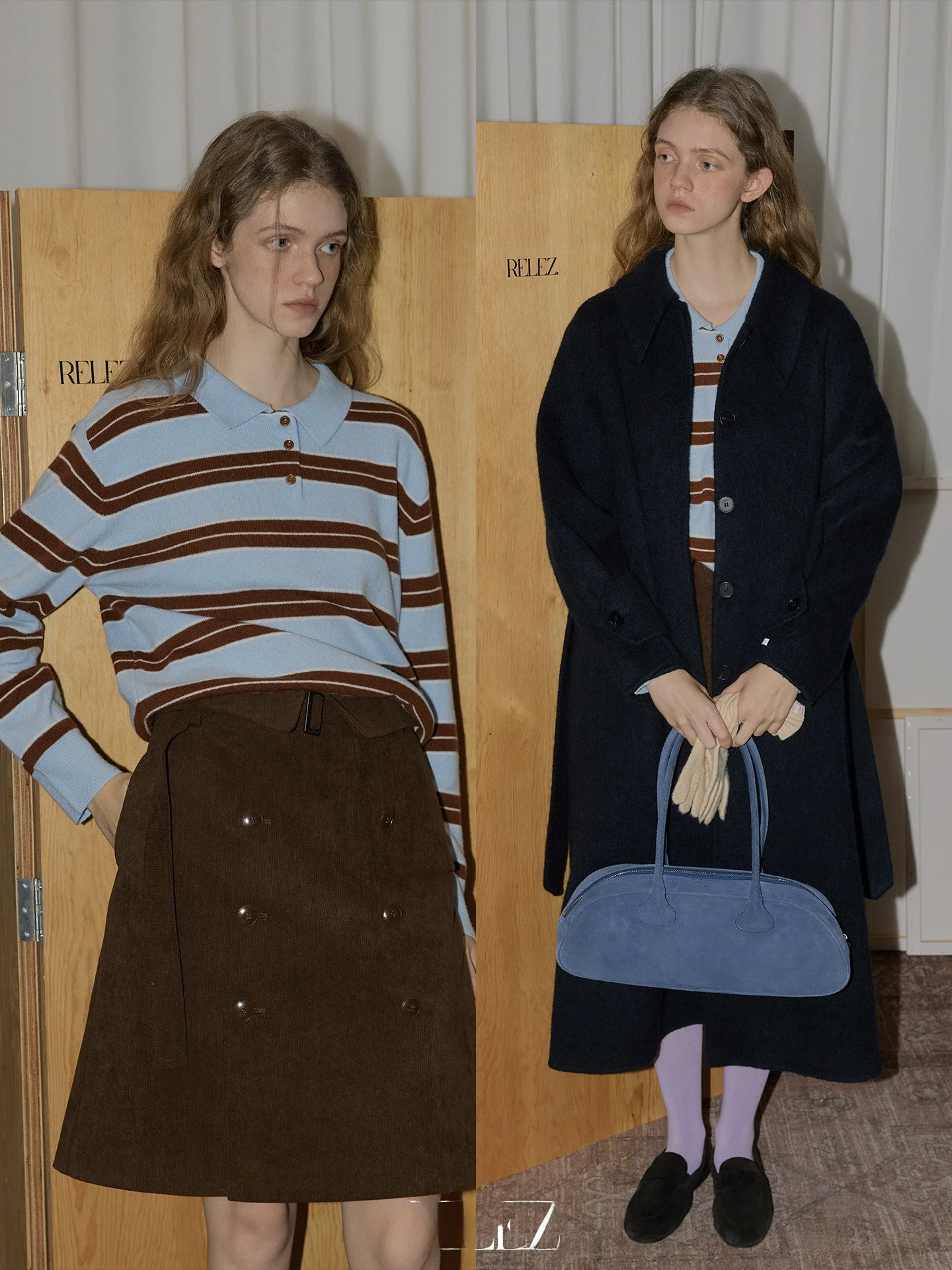 

Relez Autumn Winter New Sle Retro Wool Collar Knitted Sweater Women Casual Color Blo Striped Simple Elegance Sweater