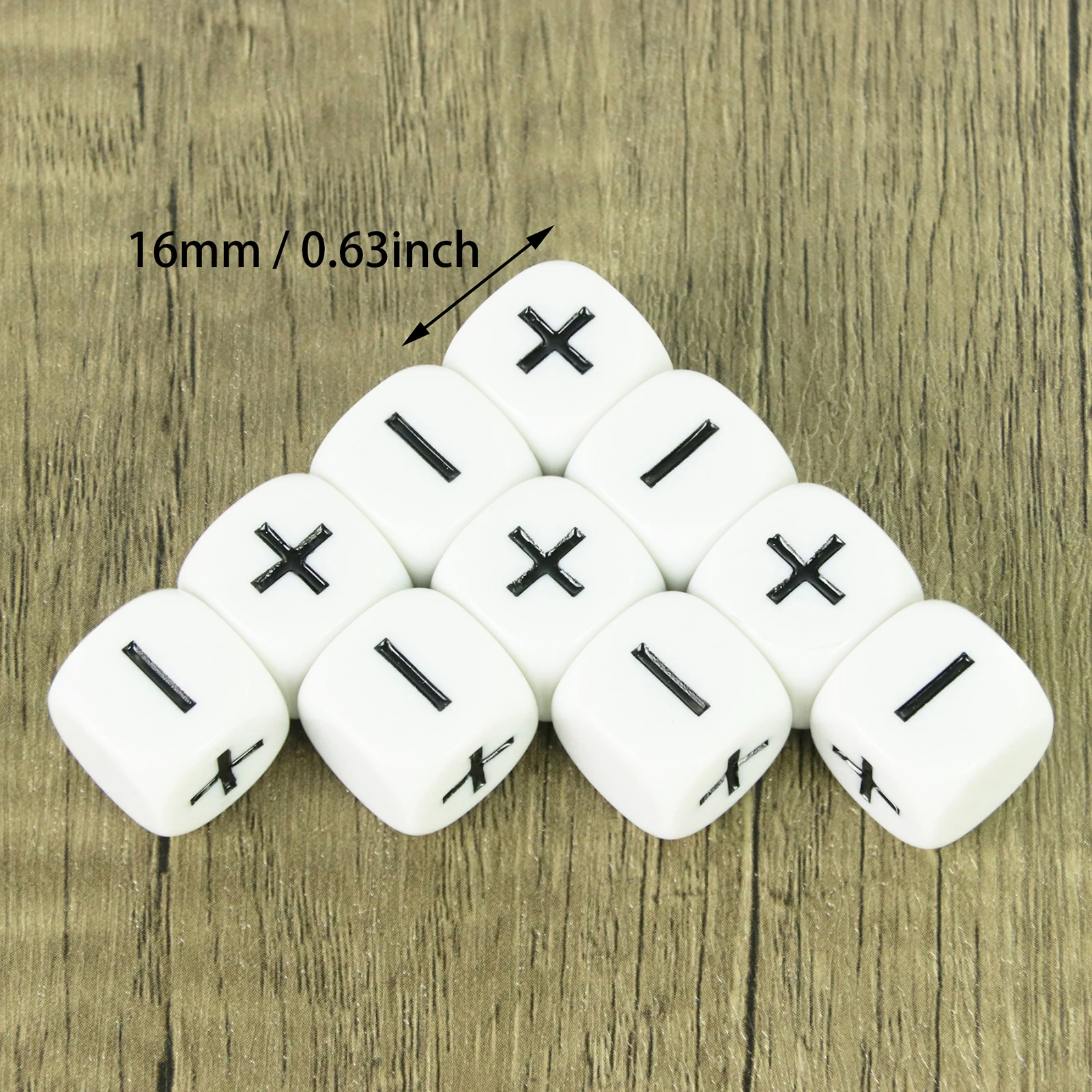10Pcs Standard Fudge Dice (+/-/0 Symbols) - Compatible with All Fudge-Based Games Black White