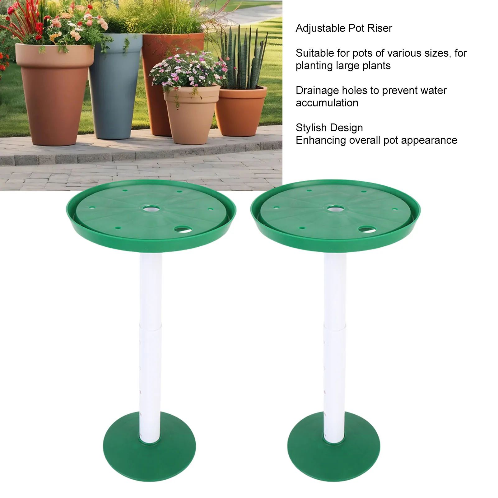 

Adjustable Pot Riser Planter Filler Inserts Versatile Usage Easy Installation 2 Sets PP ABS Material for Large Container