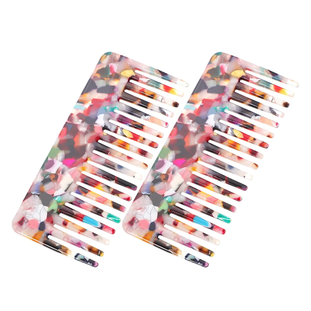 

2pcs Wide Tooth Comb For Curly Hair Detangling Anti Static Wet Dry Use Combs For Women Travel Home Shower Styling Tool
