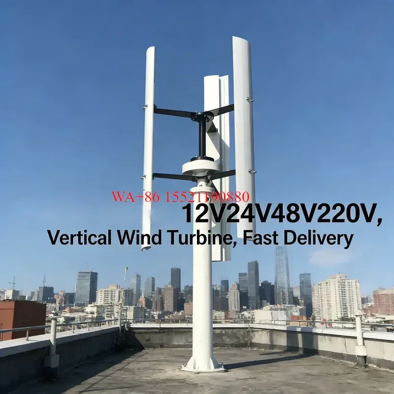 WMWMNU 1000W-10KW Vertical Axis Wind Power Generator 220V 12V 24V 48V Outdoor Wind Turbine Kit for Garden and Street Light