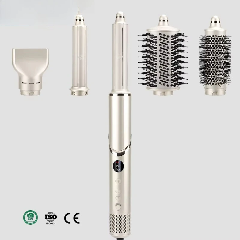 

Lightweight Negative Ionic Hair Dryer 5 in 1 Multi Styler Set Professional Hot Air Brush Hair Straightener Curler Blow Dryer