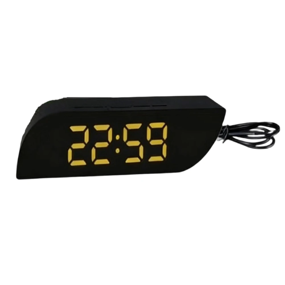 LED Mirror Alarm Clock Displays Time and Temperature Brightness Control Snooze Automatic Night Mode Plastic Body