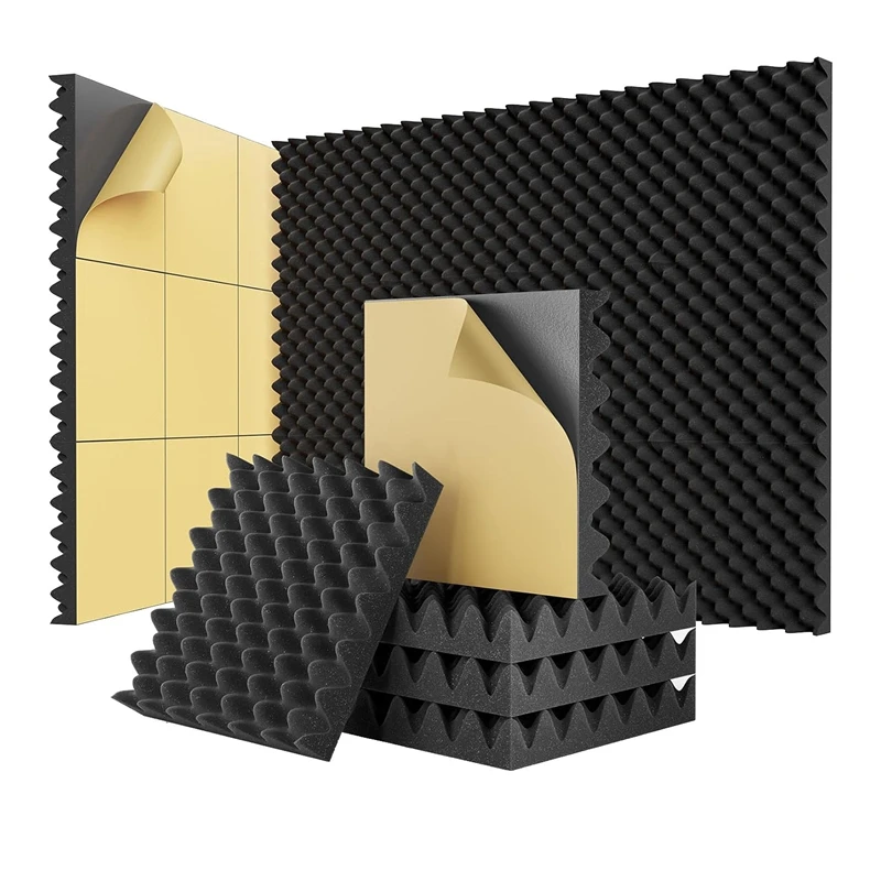 24 Pack Self Adhesive Egg Crate Sound Proof Foam Panels 2X12x12inch, Acoustic Foam For Home & Studios