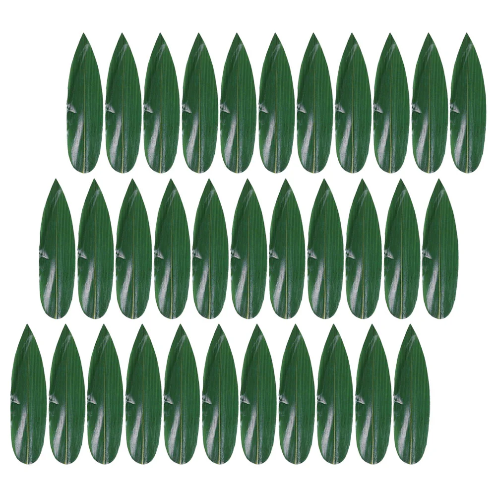 

100pcs Bamboo Leaves for Sushi Sashimi Decoration Japanese Food Mat Green Leaf Plate nament Restaurant Bar Hotel