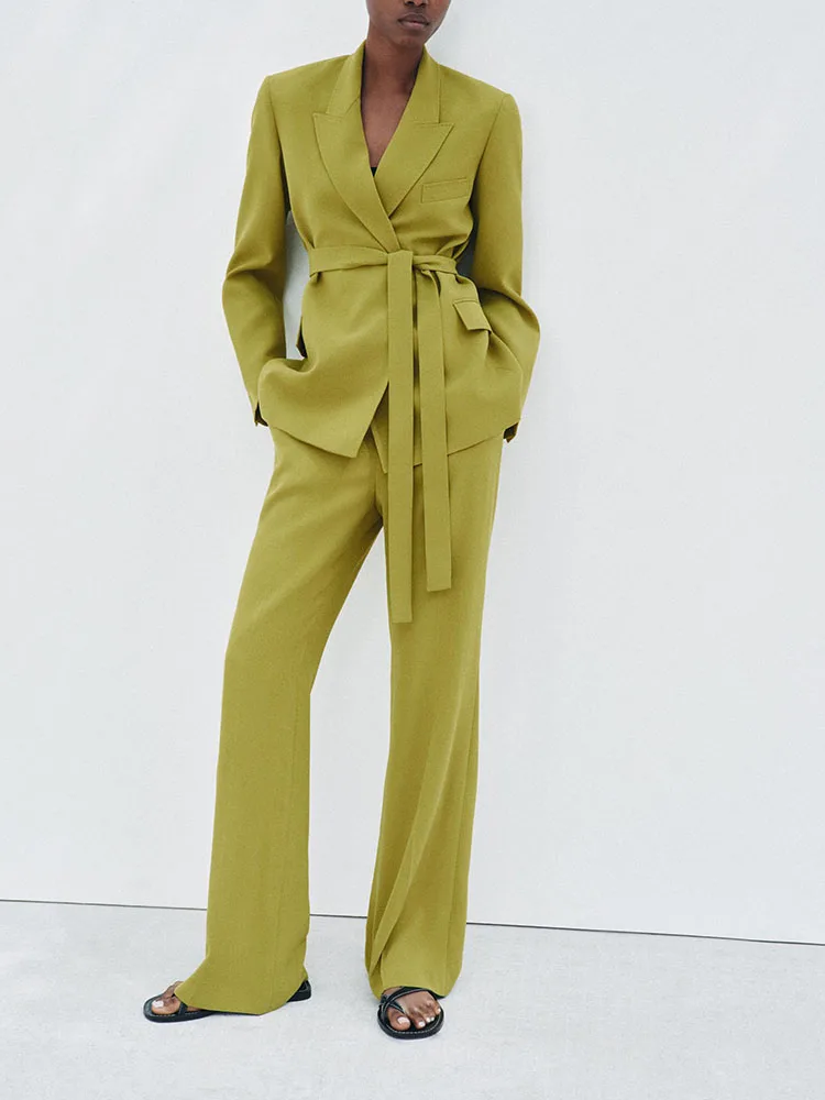 

Spring New Arrival Women's Suit Jaet Casual Long Pants Faionable Two-Piece Set Long Sve Button-Up Collar Workwear