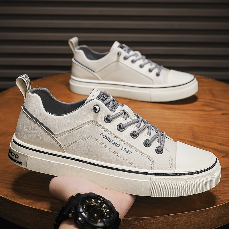 남성 가죽 신발 가을 패션 운동화 드라이빙 워킹 오피스 편안한 남성 슬립온 스케이트 플랫 논슬립 청소년 신발