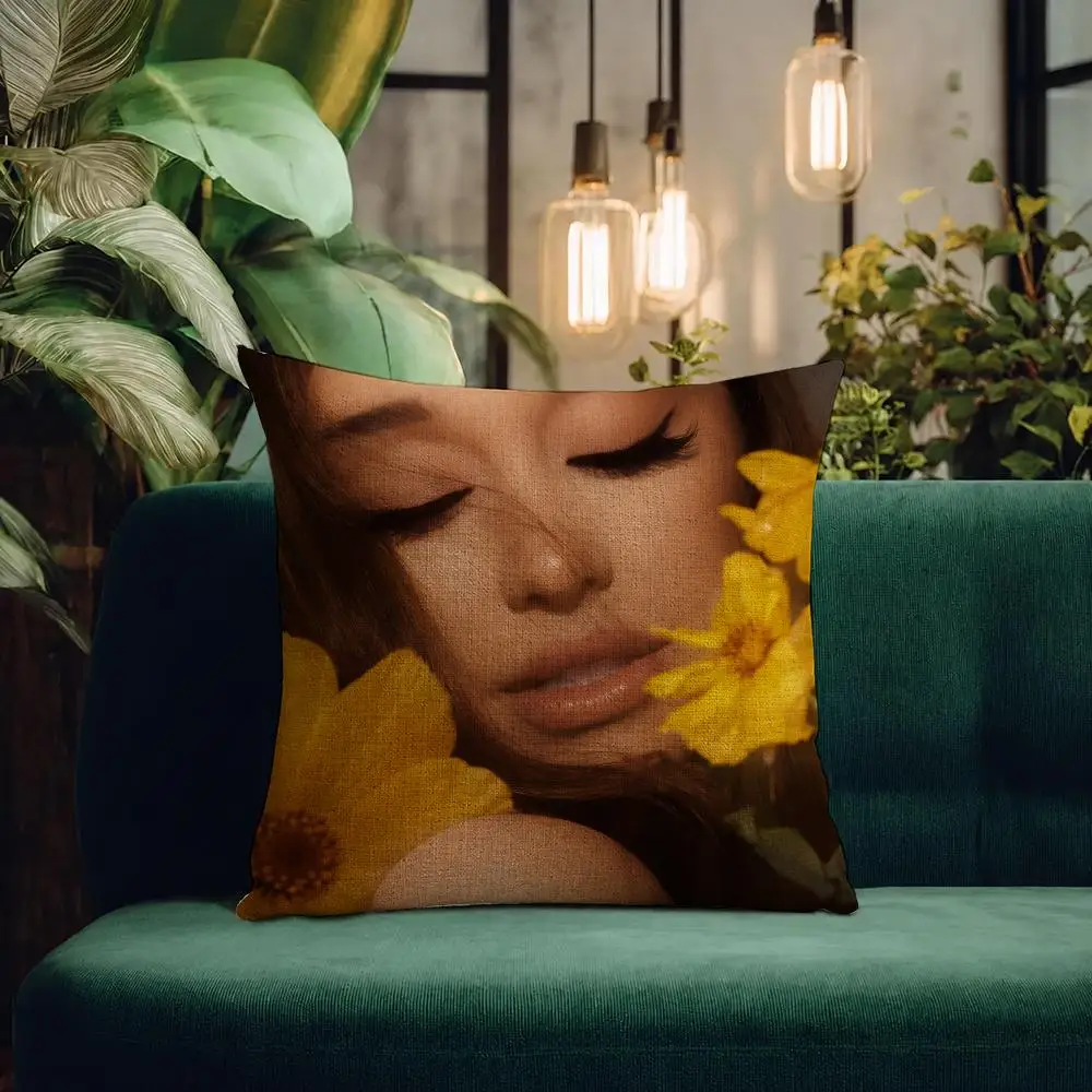 Singer Ariana Grande Cushion Cover Natural Linen Pillowcase Set Cushion Cover for Sofa Bedroom Chair