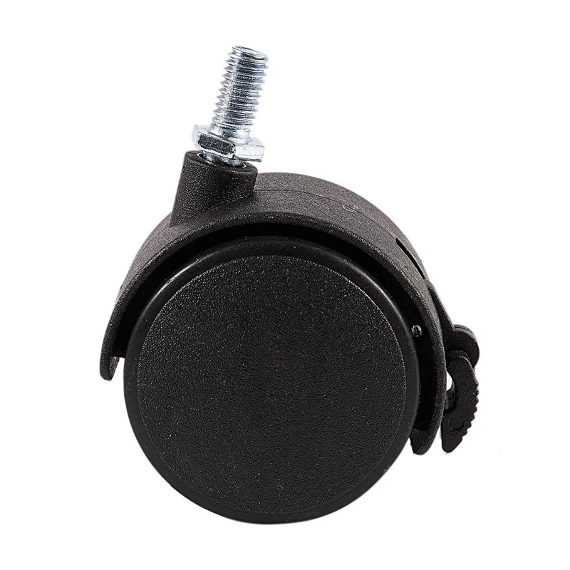 3X Furniture Swivel Locking Caster 8Mm Screw Stem 2-Inch Dia Wheel Black