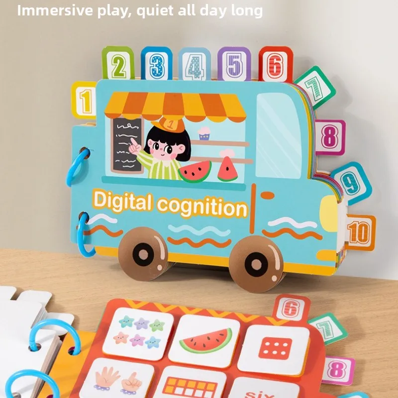 Libro silencioso para bebés, juguete educativo, reconocimiento de Color de Aprendizaje Temprano con Velcro, palo reutilizable, páginas de cáscara, juego interactivo