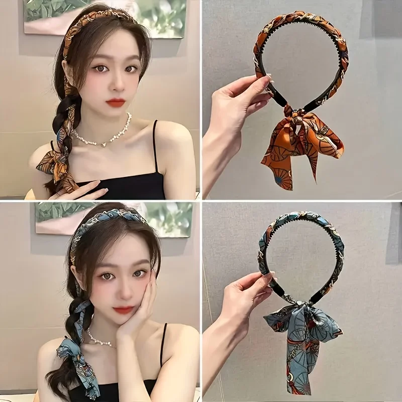 

3pcs Vintage Style Printed Headband Delicate Bow Design Daily Niche Pairing Elegant High-end Style Headband Hair Accessory