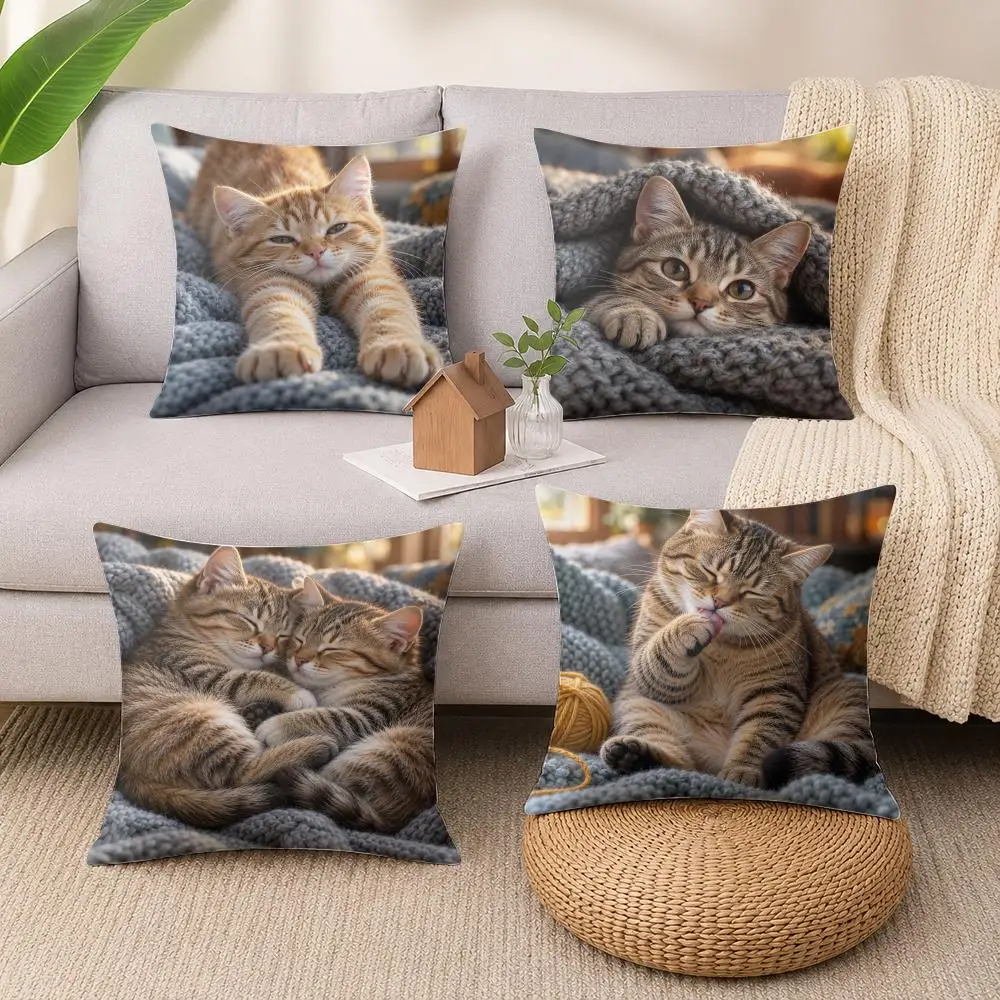 Cozy Whisker Moments Cushion Cover Luxury Soft Plush Short Fur Cushion Case Warm Cozy Sofa Bed Decorative Home