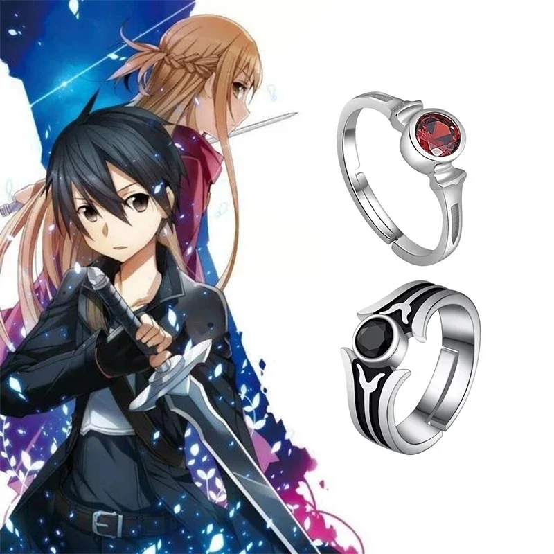 Anime espada arte on-line kirito asuna yuuki sao 925 anel de prata esterlina ajustável jóias de noivado casal amantes presentes femininos