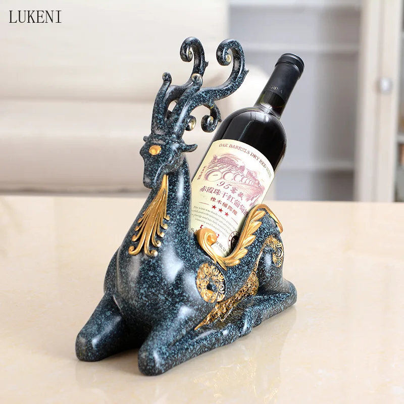 Resin Crafts Living Room Creative Wine Rack Decorations Home Wine Cabinet Segmentation Decorations Modern Nordic Style Deer