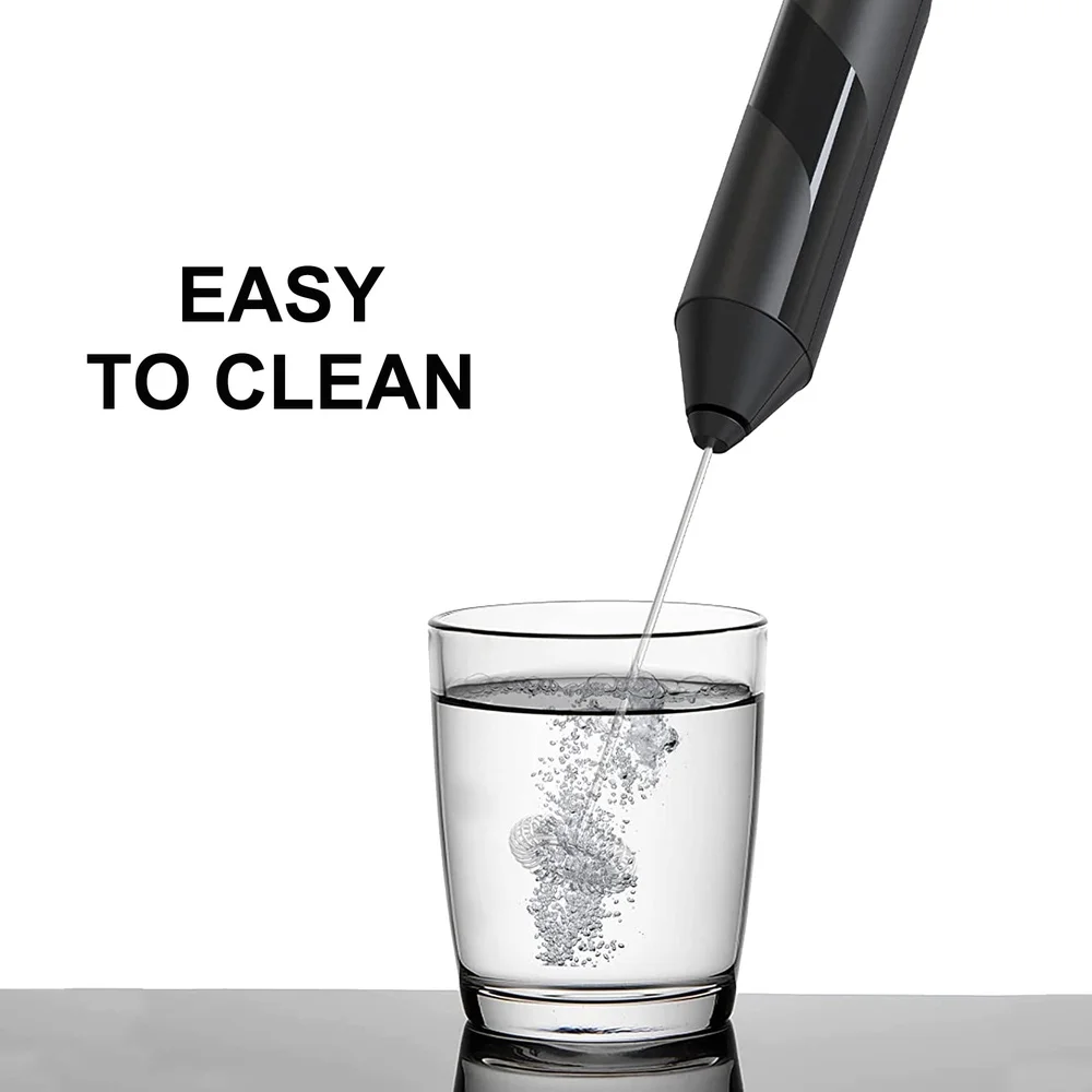 배터리로 작동되는 휴대용 우유 거품기 스테인레스 스틸 거품기 라떼 카푸치노 커피 음료 소형 휴대용 간편한 청소