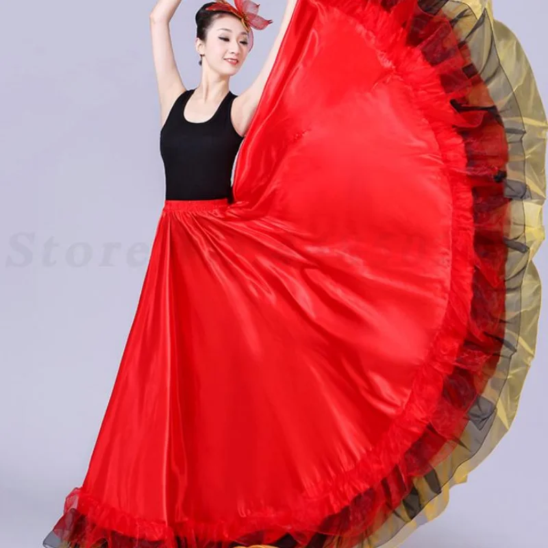 Faldas oscilantes de talla grande, ropa de práctica de Tango Flamenco largo gitano, falda de baile Flamenco tradicional española, disfraz de bailarina clásica