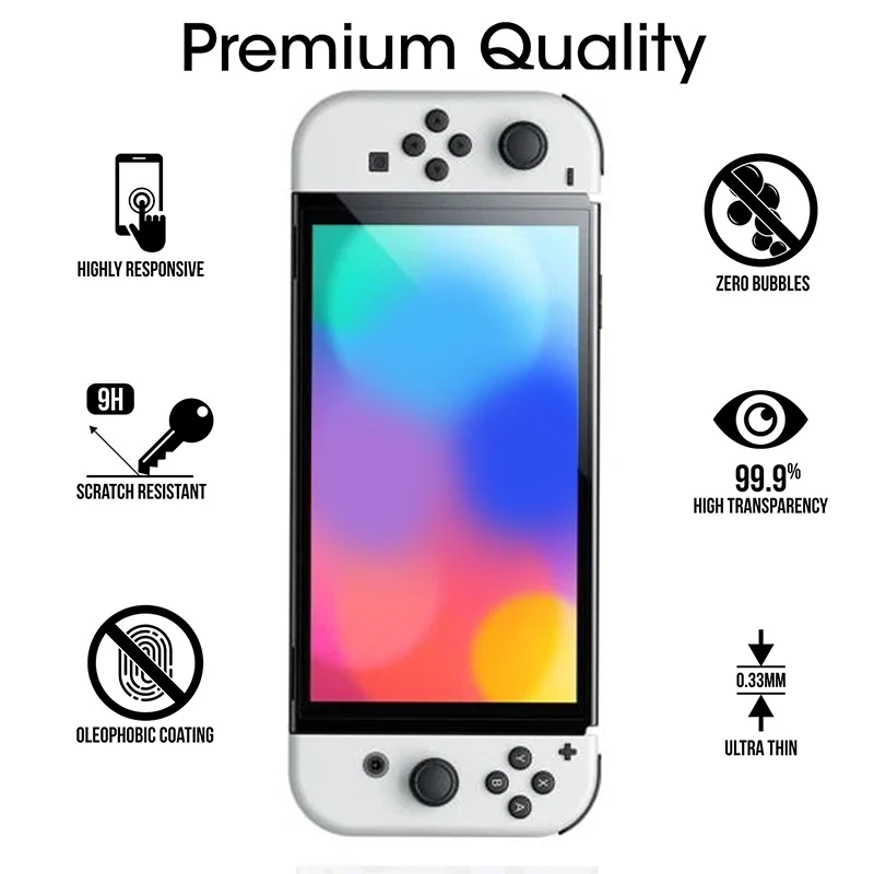 DATA FROG Tempered Glass Screen Protector Compatible-Nintendo Switch OLED 9H HD Clear Glass Film for Nintendos Switch OLED