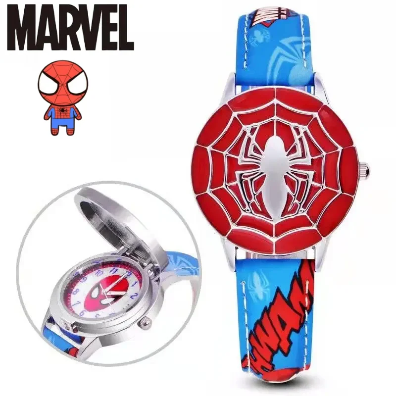 

Модные персонализированные кварцевые часы-игрушка с откидной крышкой, с милым креативным аниме-мультяшным рисунком в стиле Марвел: Мстители и Человек-паук, праздничный подарок